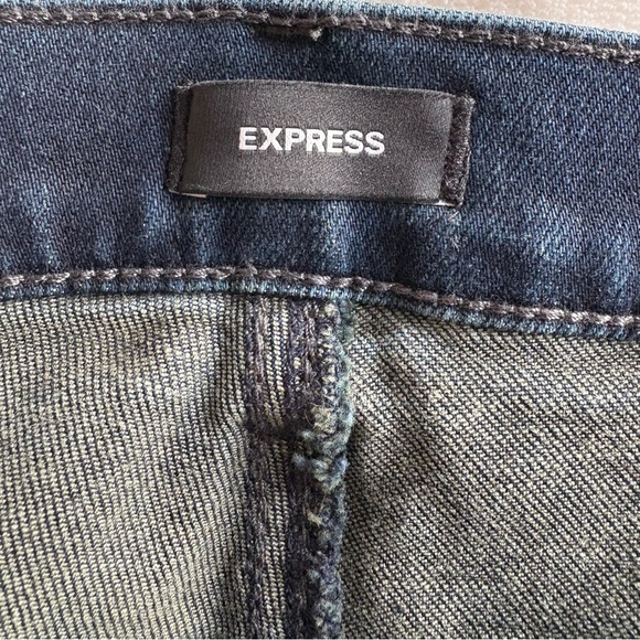 Express Slim Straight Hyper Stretch Dark Blue Denim Jeans 32 x 32 - Picture 3 of 16